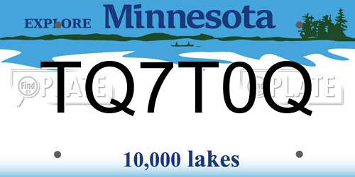TQ7T0Q Minnesota License Plate