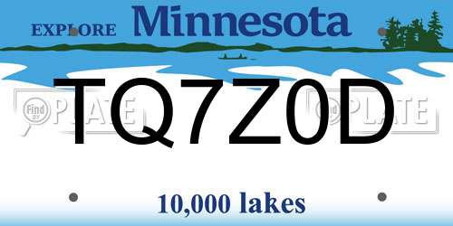 TQ7Z0D Minnesota License Plate