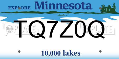 TQ7Z0Q Minnesota License Plate