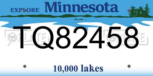 TQ82458 Minnesota License Plate