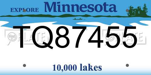 TQ87455 Minnesota License Plate