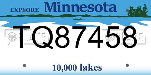 TQ87458 Minnesota License Plate