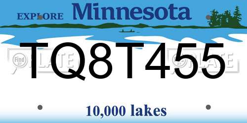 TQ8T455 Minnesota License Plate