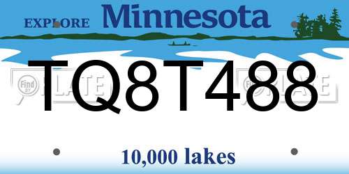 TQ8T488 Minnesota License Plate