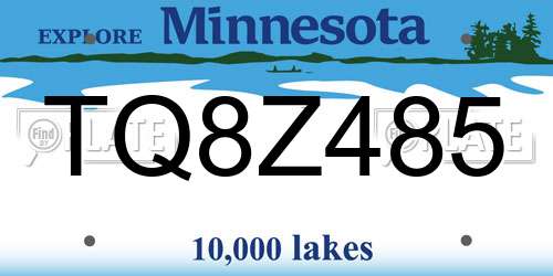 TQ8Z485 Minnesota License Plate
