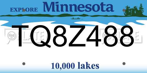 TQ8Z488 Minnesota License Plate