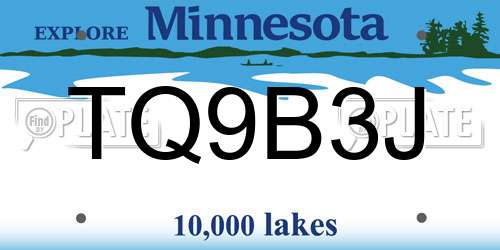 TQ9B3J Minnesota License Plate