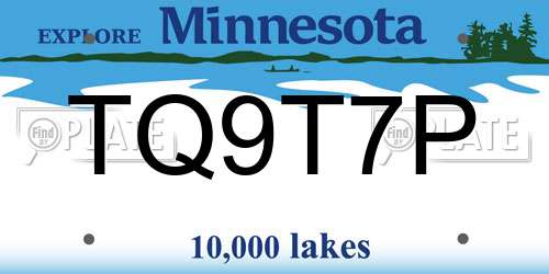 TQ9T7P Minnesota License Plate