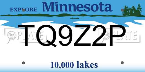 TQ9Z2P Minnesota License Plate