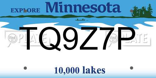 TQ9Z7P Minnesota License Plate