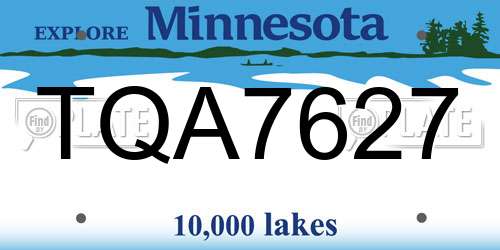 TQA7627 Minnesota License Plate