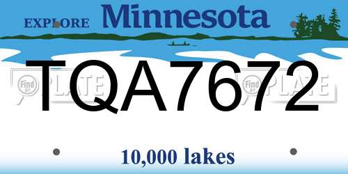 TQA7672 Minnesota License Plate