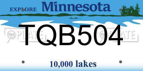 TQB504 Minnesota License Plate