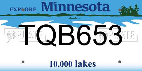 TQB653 Minnesota License Plate