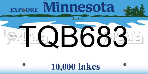 TQB683 Minnesota License Plate