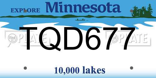 TQD677 Minnesota License Plate