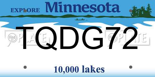 TQDG72 Minnesota License Plate