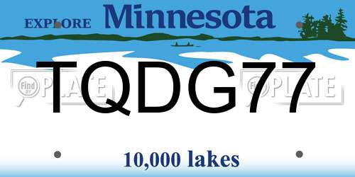 TQDG77 Minnesota License Plate