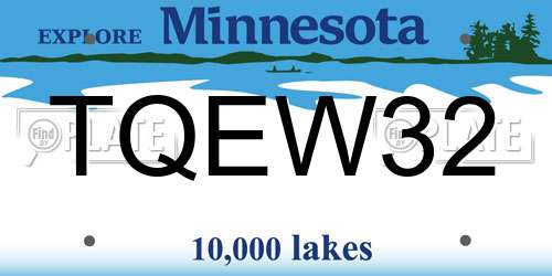 TQEW32 Minnesota License Plate
