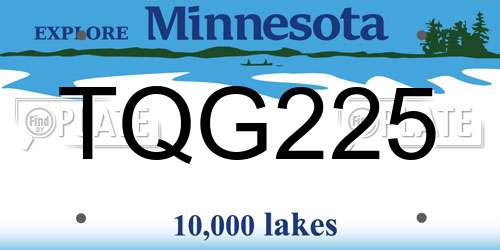 TQG225 Minnesota License Plate
