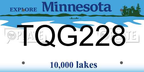 TQG228 Minnesota License Plate