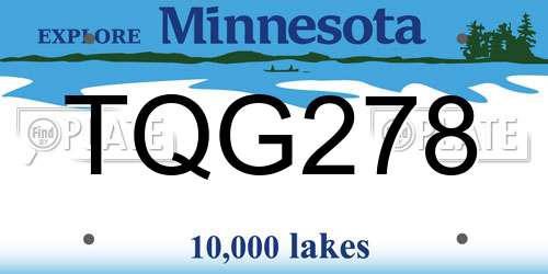 TQG278 Minnesota License Plate