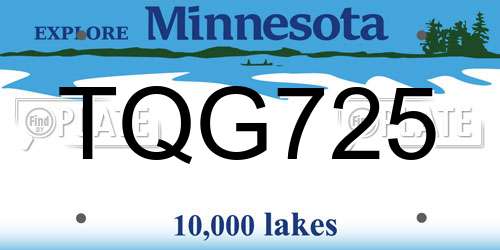 TQG725 Minnesota License Plate