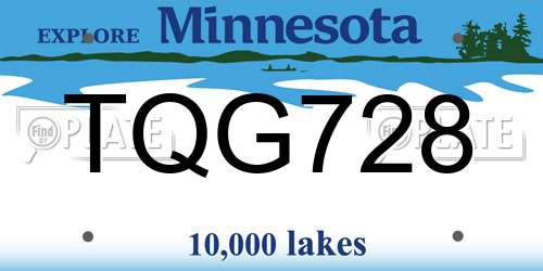 TQG728 Minnesota License Plate