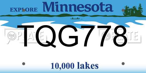 TQG778 Minnesota License Plate