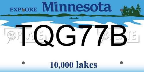 TQG77B Minnesota License Plate
