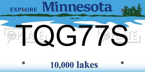 TQG77S Minnesota License Plate