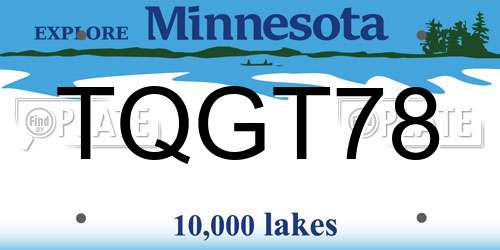 TQGT78 Minnesota License Plate