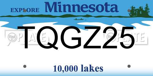 TQGZ25 Minnesota License Plate
