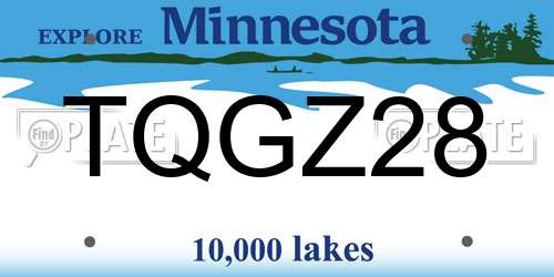 TQGZ28 Minnesota License Plate