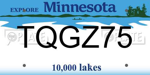 TQGZ75 Minnesota License Plate