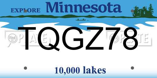 TQGZ78 Minnesota License Plate