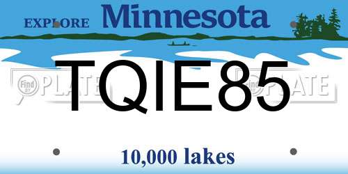 TQIE85 Minnesota License Plate