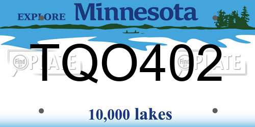 TQO402 Minnesota License Plate