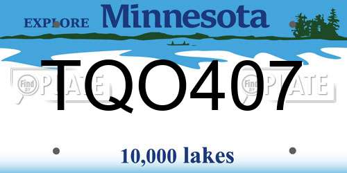 TQO407 Minnesota License Plate