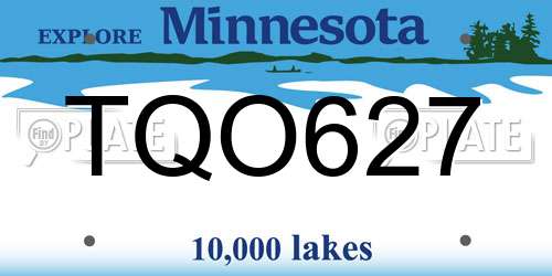 TQO627 Minnesota License Plate