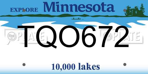 TQO672 Minnesota License Plate
