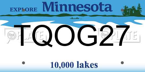 TQOG27 Minnesota License Plate