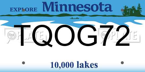 TQOG72 Minnesota License Plate