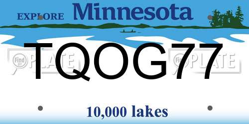 TQOG77 Minnesota License Plate