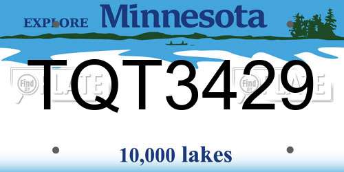 TQT3429 Minnesota License Plate