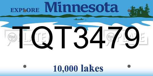 TQT3479 Minnesota License Plate