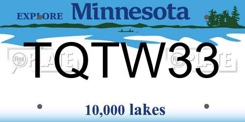 TQTW33 Minnesota License Plate