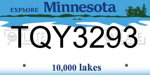TQY3293 Minnesota License Plate