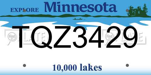 TQZ3429 Minnesota License Plate