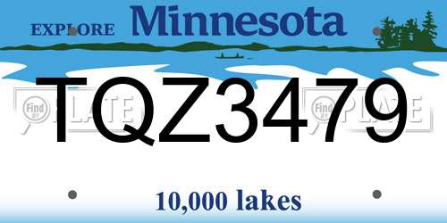 TQZ3479 Minnesota License Plate